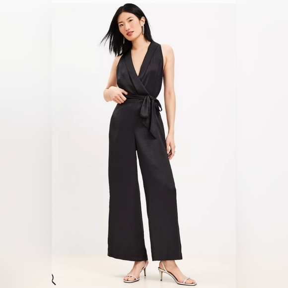 LOFT Pants - Loft Satin Halter Wrap JumpsuitSatin Halter Wrap Jumpsuit, Size 10 NWT